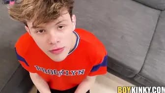 Submissive twink Jack Davis SWALLOWS several massive dicks